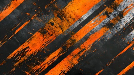 Dynamische orange und schwarze Farbstrukturen mit intensiver Bewegung &ndash; abstrakte Kunst