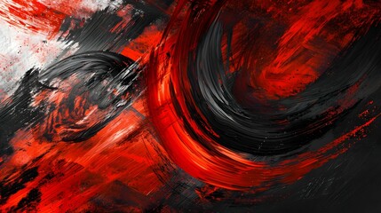 Abstrakte rote und schwarze Pinselstriche mit dynamischer Bewegung &ndash; moderne Kunst