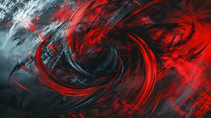 Leuchtende rote und schwarze Farbspritzer auf dunklem Hintergrund &ndash; energiegeladene Kunst