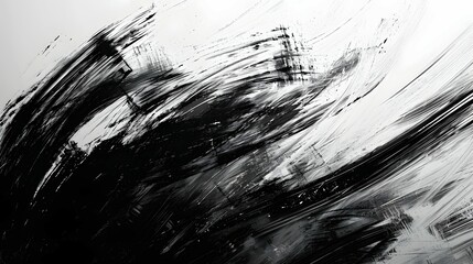 Schwarz-wei&szlig;e Farbdynamik mit abstrakten Pinselstrukturen &ndash; modernes Kunstdesign