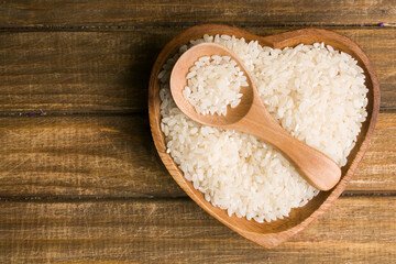 A heart shaped bowl of rice