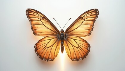 Obraz premium Translucent orange butterfly on a bright white background
