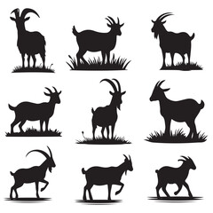 goat silhouettes set