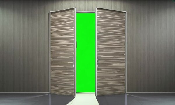 Modern door to the green screen