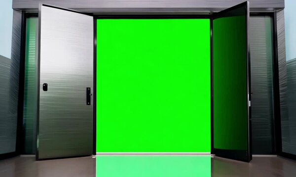 Modern door to the green screen