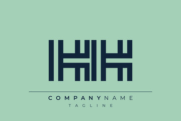 HH minimal line logo. Letter H and H vector line logo design.