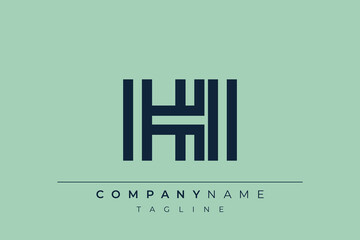 HI minimal line logo. Letter H and I vector line logo design.