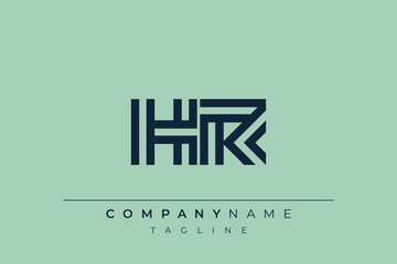 HR minimal line logo. Letter H and R vector line logo design.