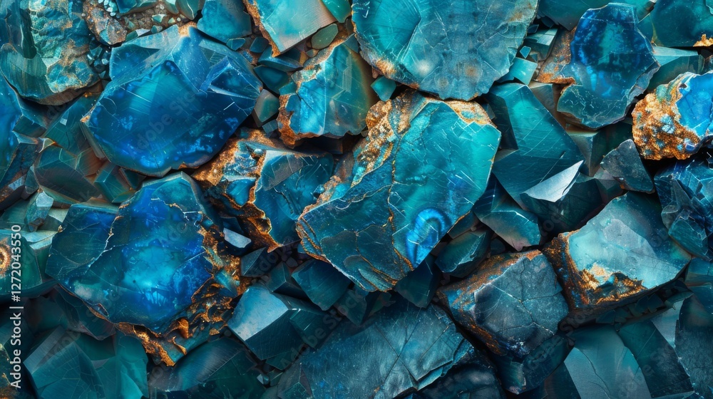 Aufkleber a collection of beautiful blue gemstones features a variety of shapes and sizes, revealing mesmerizi