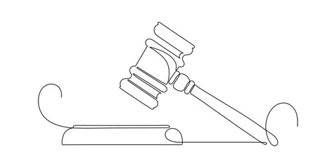 Judge gavel. Continuous line drawing.