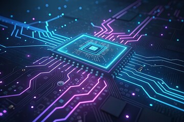 Fototapeta premium Abstract circuit board futuristic technology processing background.