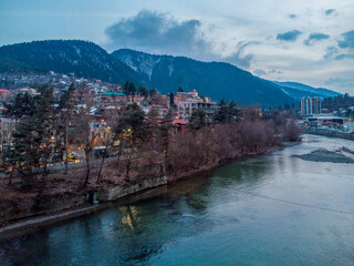 Sunrise view on Kura river and Borjomi town © Marat Lala