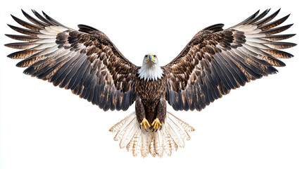 Obraz premium Bald eagle flying isolated on white background