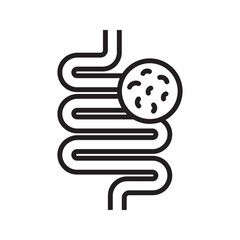 Intestine with bacteria icon. Irritable bowel syndrome, constipation, intestinal obstruction symbol
