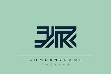 JR minimal line logo. Letter J and R vector line logo design.