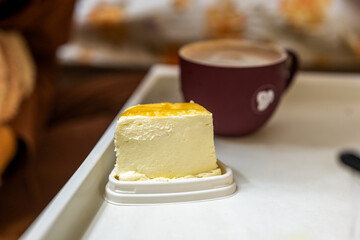 Home made latte and cake desserts, lifestyle and desserts, happiness and family