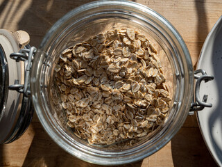 Fresh Healthy natural oats in the glass