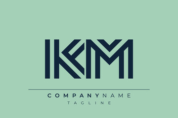 KM minimal line logo. Letter K and M vector line logo design.