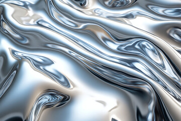 Obraz premium Texture of liquid shiny metal in silver gray color with highlights and shimmers. Backdrop for web promotion 