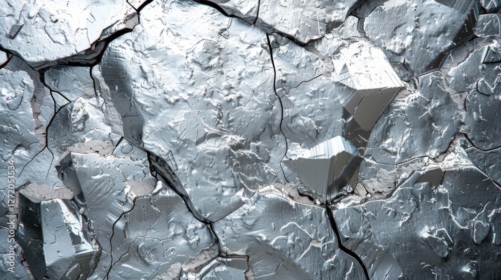 Aufkleber textured surface reveals cracked silver paint with complex patterns. bright light highlights the int