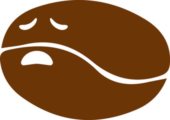 Sad Coffee Bean Character Illustration