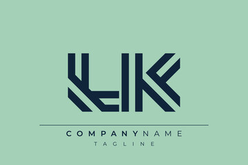 LK minimal line logo. Letter L and K vector line logo design.