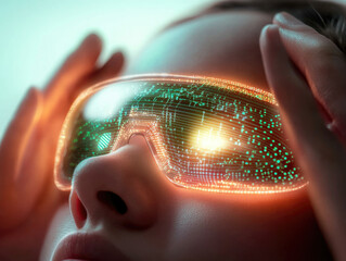 Innovative AR headset with interactive LED circuitry and modern design