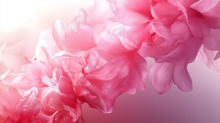 Obraz premium A breathtaking artistic interpretation of pink silk-like petals flowing gracefully in the wind, illuminated by soft glowing light. This dreamy composition blends movement and texture for an ethereal 