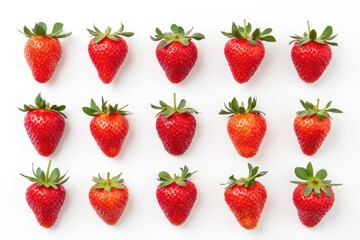 a group of strawberries arranged in a row