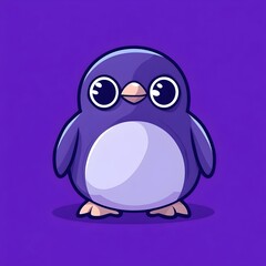 Naklejka premium Cute Penguin Illustration with Purple Background