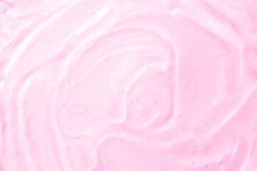 Cosmetic gel, serum transparent sample. Liquid cream with bubble texture. Gel texture of a cosmetic product. Clear liquid lotion for skin care.