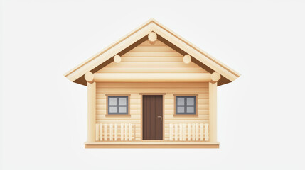 Light wooden house icon in flat lay view with neutral color scheme on white background