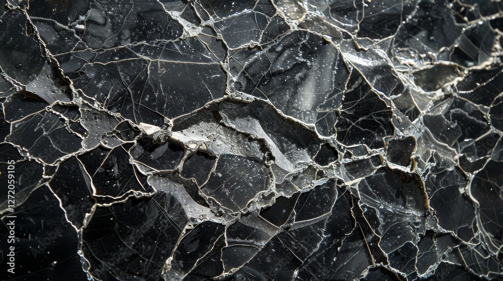 Poster highly detailed texture reveals a rock surface filled with unique cracks and patterns, emphasizing t