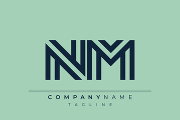NM minimal line logo. Letter N and M vector line logo design.