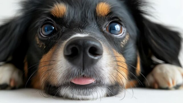 Cute Dog Face with Black and Brown Fur