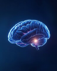 Obraz premium Abstract Representation of a Neural Brain with Glowing Connections and Vibrant Colors on a Dark Background