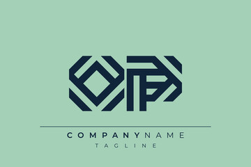 OP minimal line logo. Letter O and P vector line logo design.