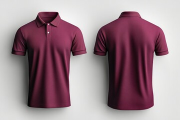 Front and Back View of a Stylish Burgundy Polo Shirt on a Neutral Background for Apparel Display