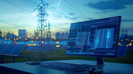 Smart grid technology and renewable energy integration at a power station