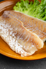 raw white fish fillet seafood fresh tasty food dish gourmet food background on the table rustic food top view copy space pescetarian diet