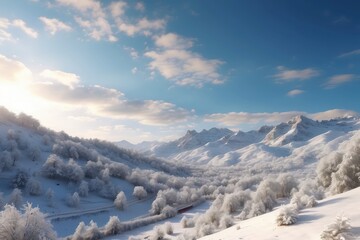 winter landscape with mountains