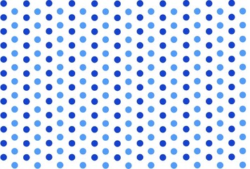 Seamless Polka Dot Pattern with Blue and Dark Blue Dots on White Background. Illustration