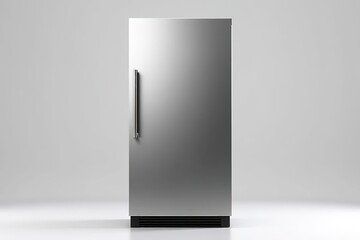 Stainless steel double door fridge with clipping path on white background