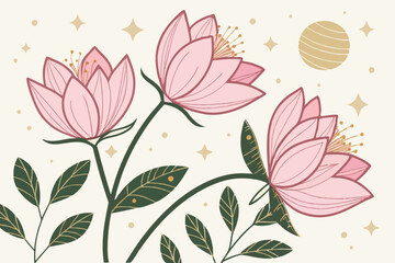 Fototapeta premium 73 Delicate paper flowers, pink lotus blossoms, intricate floral origami, shimmering glitter details, green sparkly leaves, soft pastel colors, macro photography, shallow depth of field, elegant craft