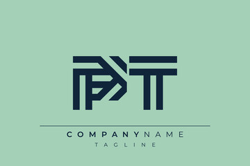 PT minimal line logo. Letter P and T vector line logo design.