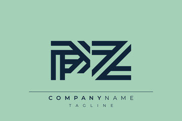 PZ minimal line logo. Letter P and Z vector line logo design.