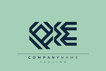QE minimal line logo. Letter Q and E vector line logo design.