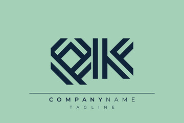 Fototapeta premium QK minimal line logo. Letter Q and K vector line logo design.