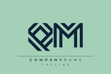 QM minimal line logo. Letter Q and M vector line logo design.