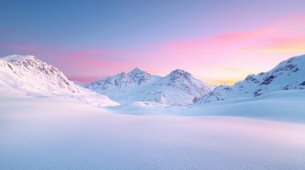 Snowy Mountain Range Sunrise, Breathtaking Winter Landscape, Scenic View, Perfect for Wallpaper, Travel Destination